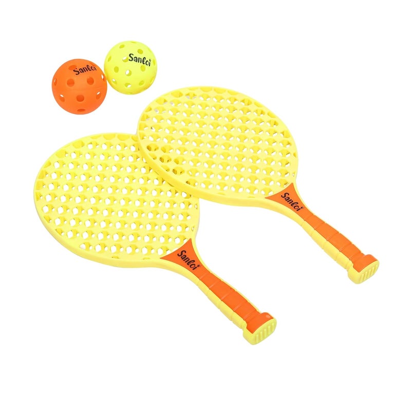 Knick Knack Santoi Paddle Ball Game Set with 2 Balls, Indoor Outdoor Play Set for Kids 3+ Years (Yellow) - Image 5